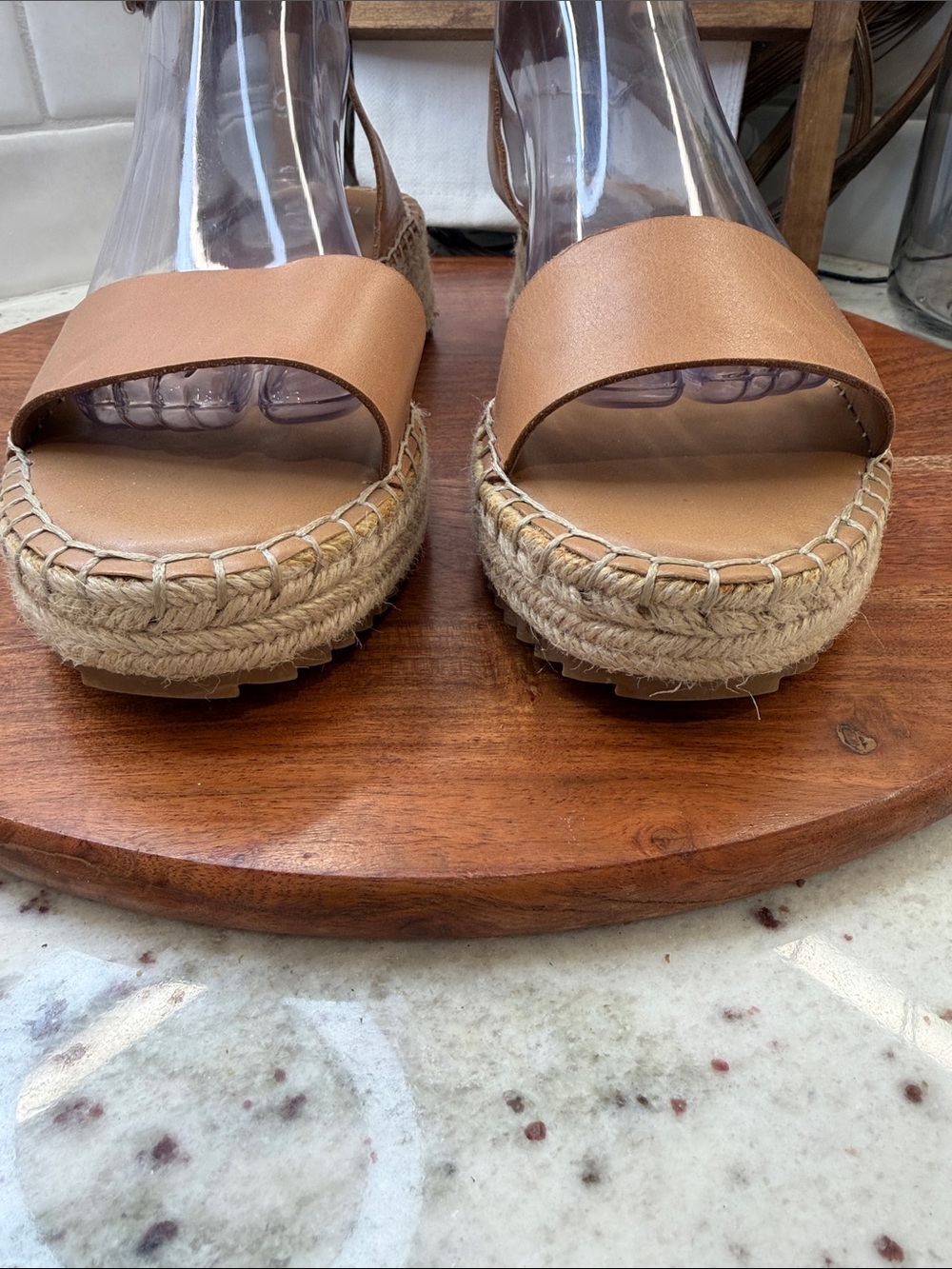 Franco Sarto Tan Espadrille Platform Sandals with Ankle Strap - Picture 2 of 6